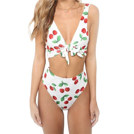 High Waisted Floral Bikini