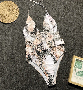 Snake Patterned One Piece Swimsuit