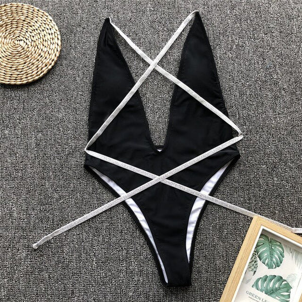 Shiny Sequin Strap Swimsuit